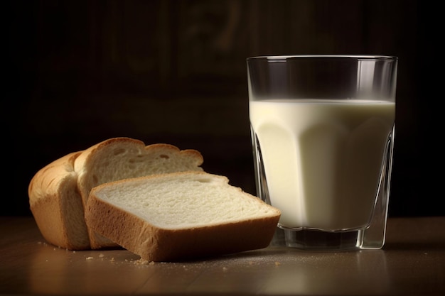 Un verre de lait et un verre de lait sur une table.