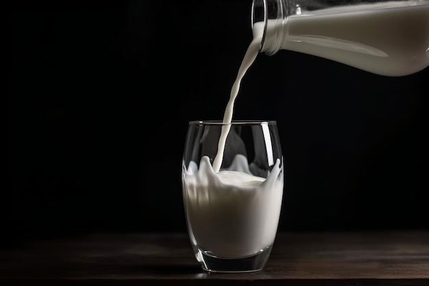 Verre de lait versé Boire des produits laitiers de vache Générer Ai