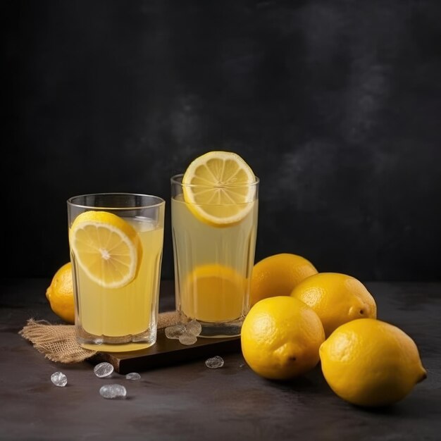 Un verre de limonade avec un fond noir