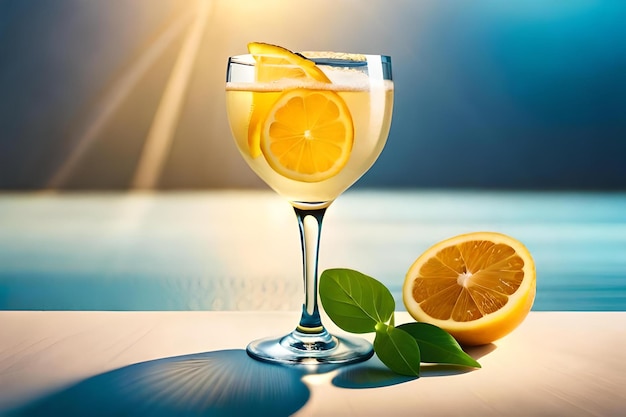 Photo un verre de limonade avec un quartier de citron sur la table.