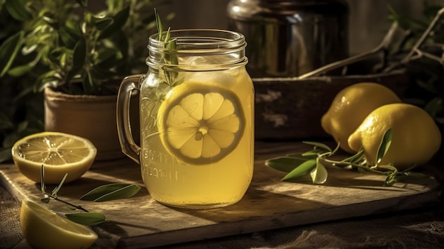 Un verre de limonade avec une tranche de citron sur le bord