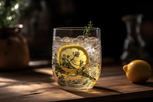 Un verre de limonade avec une tranche de citron dedans