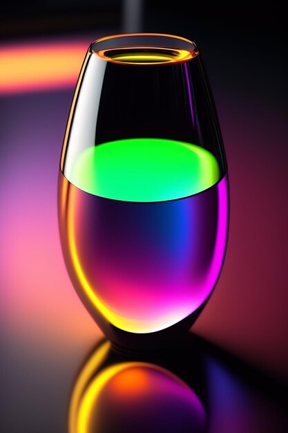 Un verre avec un liquide coloré dedans