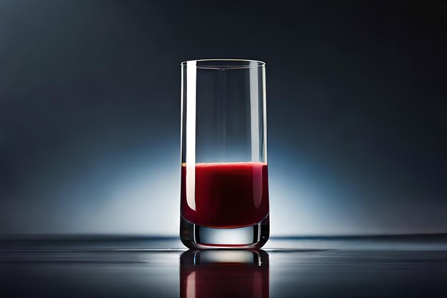 un verre de liquide rouge est à moitié plein de liquide rouge.