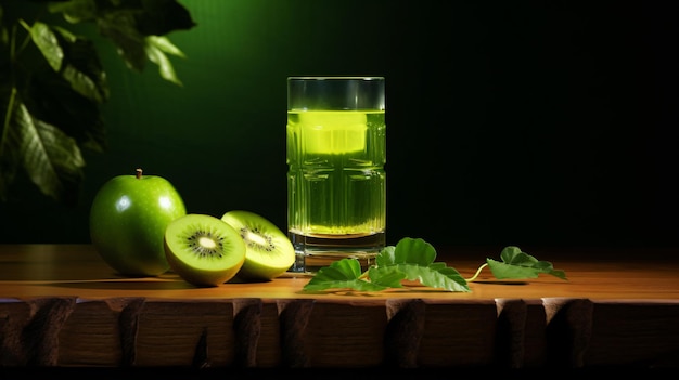 Un verre de liquide vert