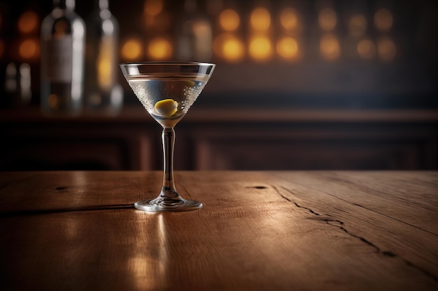 Un verre de martini dans une table