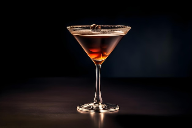 Un verre à martini avec un fond sombre et un fond sombre.