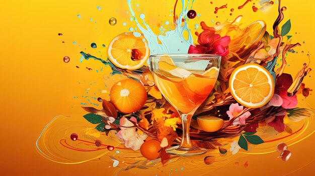 un verre de martini et un verre de jus d'orange