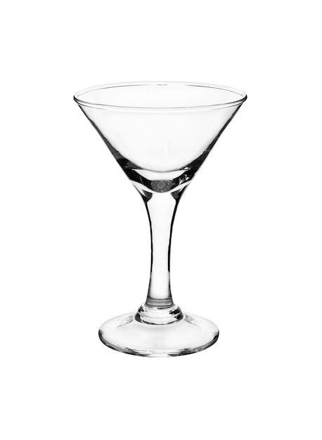 Verre à martini vide sur blanc