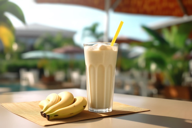 Un verre de milk-shake à la banane.