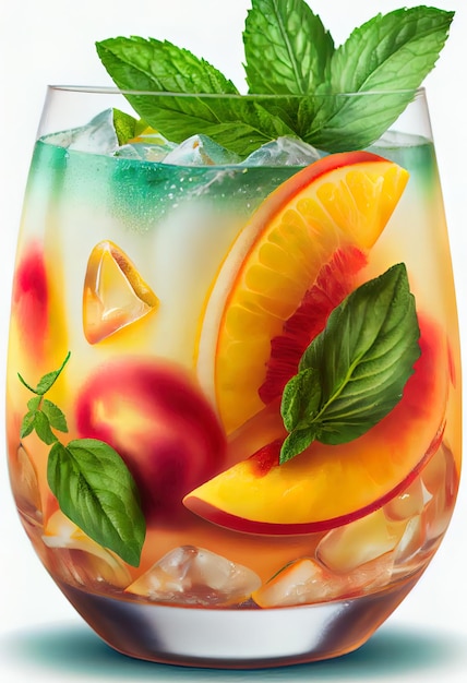 Verre de Mojito pêche glacée aux fruits