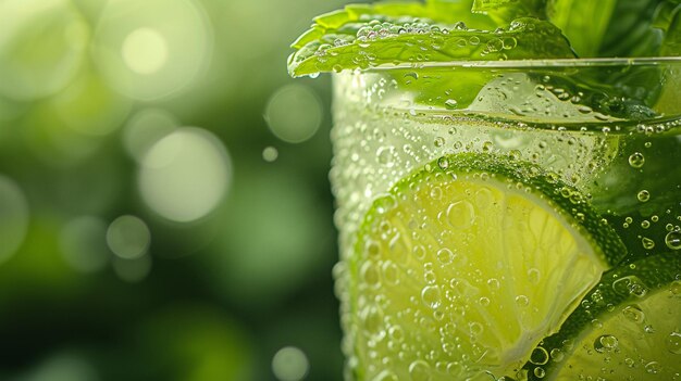 Un verre de mojito vu de près