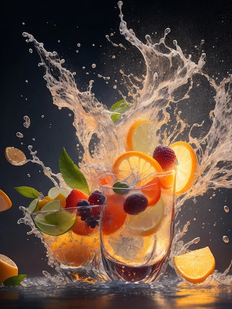 Un verre de morceaux de fruits