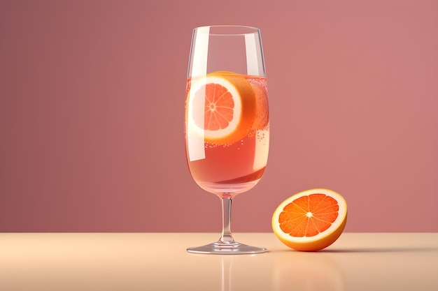 Un verre d'oranges et un verre de liquide