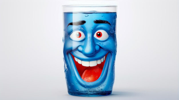 verre Pepsi avec un visage joyeux 3D sur un fond blanc personnages de dessins animés caractères tridimensionnels