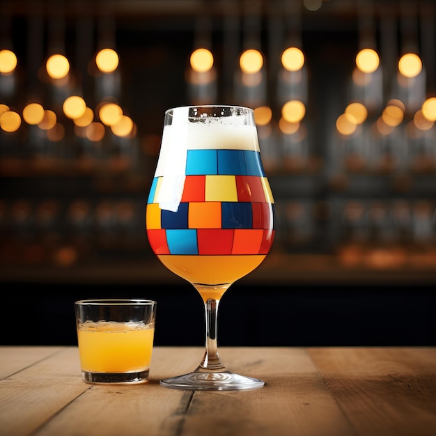 Photo verre pixelé avec imprimé de couleur audacieuse de style néerlandais et flamand