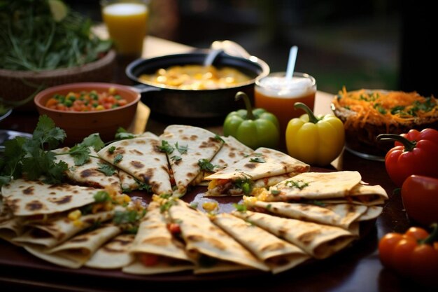 Un verre de quesadillas servi dans un restaurant mexicain