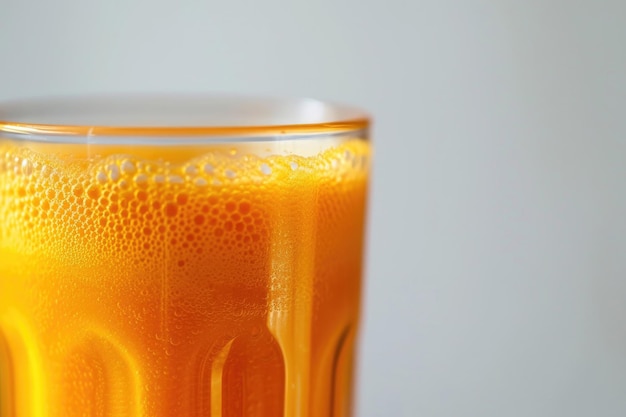 Un verre rafraîchissant de jus de carotte étincelant de vitalité sur un fond blanc vierge