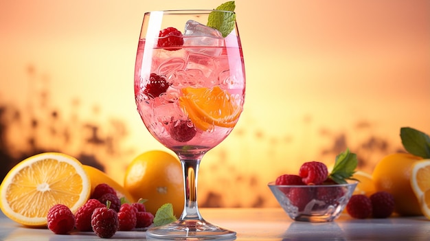 Verre rafraîchissant de sangria colorée et fruitée remplie