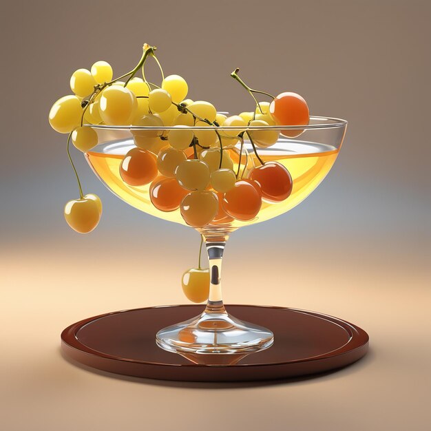 Un verre avec des raisins jaunes