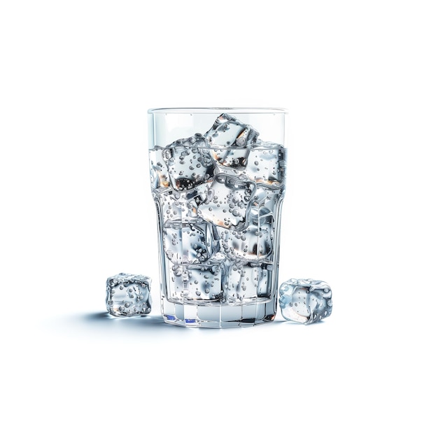 Un verre rempli de cubes de glace sur une table