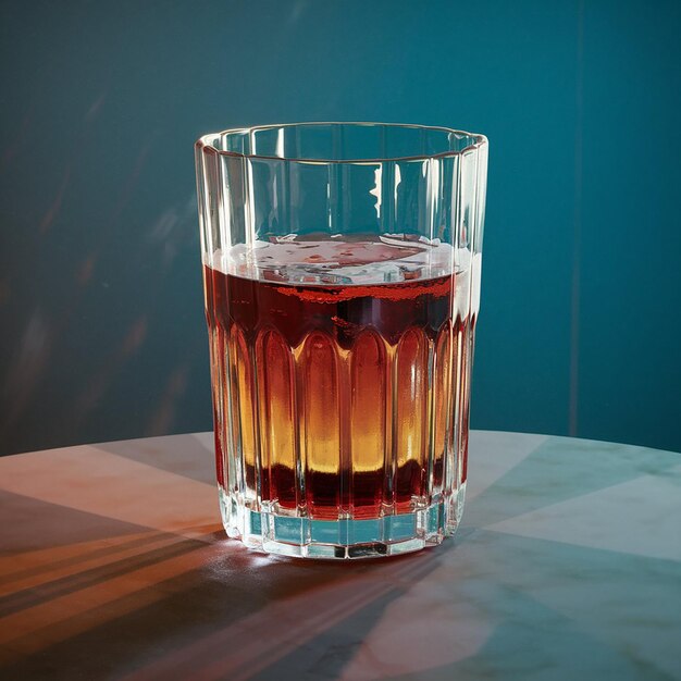 Le verre rempli de liquide rouge