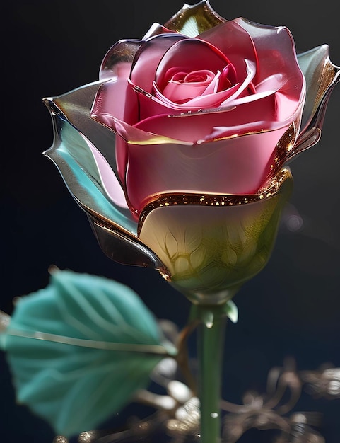 Verre rose fleur chrysanthème fleur rose vin rose da ai généré