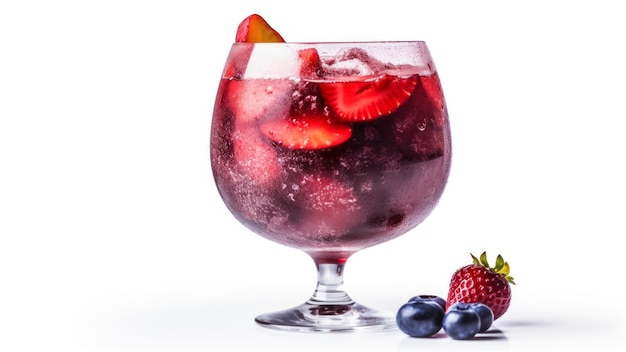 Un verre de sangria aux myrtilles et fraises