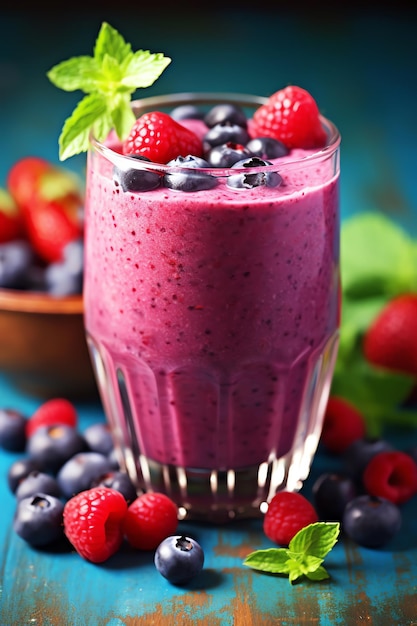 Photo un verre de smoothie aux fruits