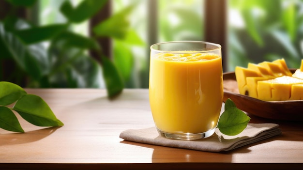 un verre de smoothie à la mangue sur la table