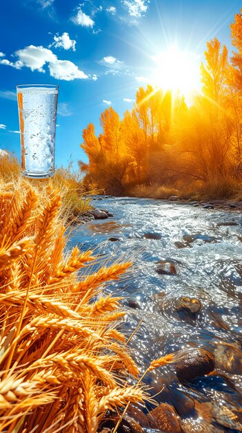 Le verre transparent contient de l'eau potable pure, un symbole de santé et de vitalité.