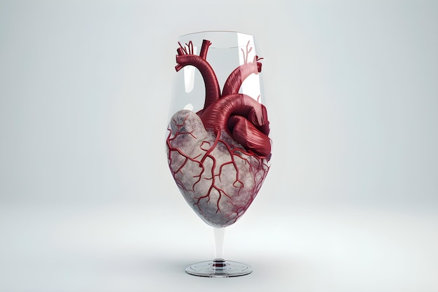 Un verre d'un verre à vin en forme de coeur.