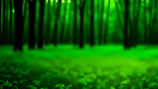 Un verre vert avec un bouquet d'arbres dedans