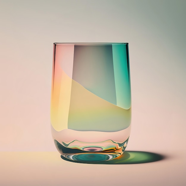 Un verre vide Dégradé de couleurs vives Conception de produits