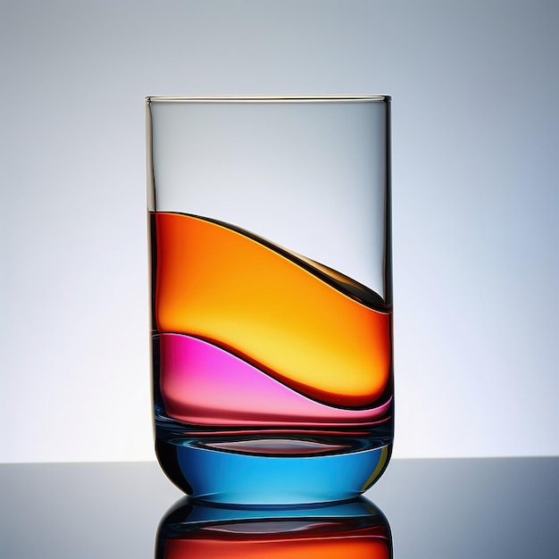 Un verre vide Design dégradé de couleurs vives Photographie de produit AI générative