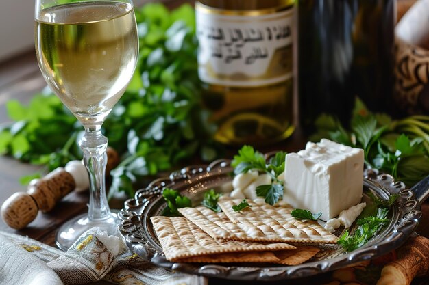 un verre de vin et une assiette de biscuits avec un verre de vins et un verre de vinaigre