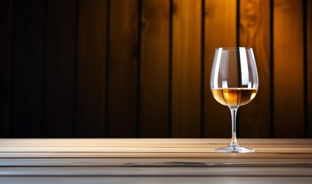 Verre de vin blanc élégant sur fond de bois foncé Concept de l'industrie du vin IA générative