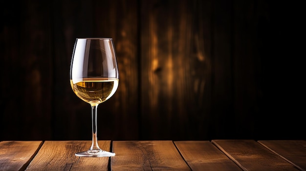 Photo un verre de vin blanc sur un fond en bois