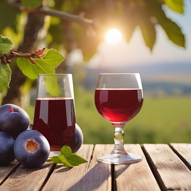 un verre de vin à côté d'un pamplemousse et un verre de vins