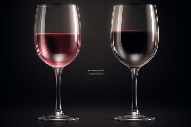 verre à vin avec du vin rouge sur fond sombre illustration 3D