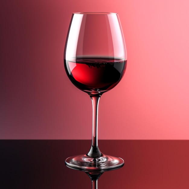 un verre de vin avec un fond rouge et un fond rouge.