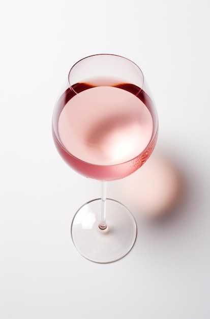 Photo verre de vin rose sur un fond blanc