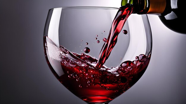 un verre de vin rouge est versé dans un verre à vin