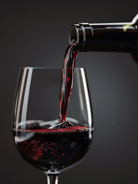 Un verre de vin rouge est versé dans un verre à vin