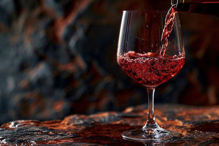 Photo un verre de vin rouge est versé