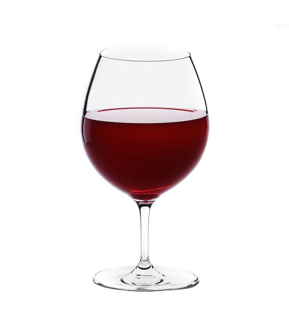 Un verre de vin rouge sur un fond blanc