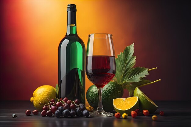 verre de vin rouge sur fond noir ai génératif