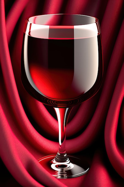 un verre de vin rouge avec un fond rouge