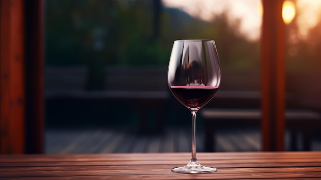 Un verre de vin rouge sur une image de fond confortable