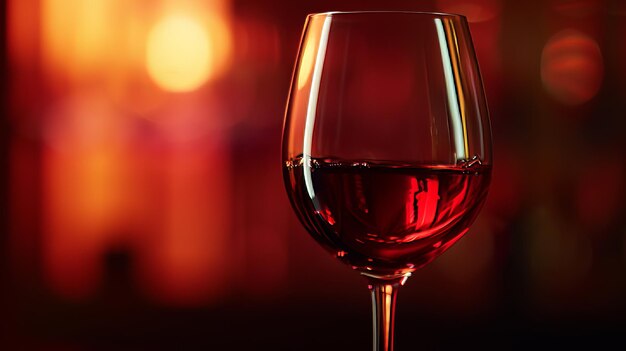 verre de vin rouge avec une lueur de rétro-éclairage chaude application d'ambiance intime et confortable vin de salle à manger fin